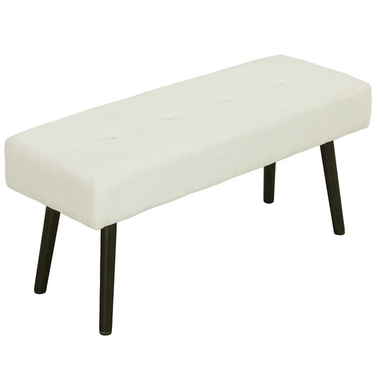 39" Upholstered Ottoman Bench, Corduroy, Cream White Storage Ottomans & Benches Cream at Gallery Canada