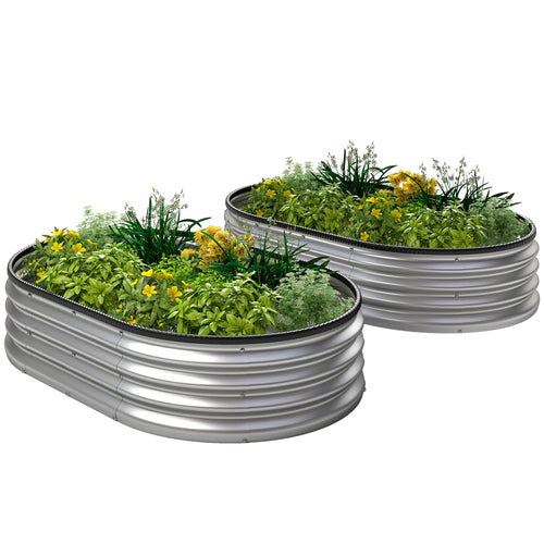 2Pcs Galvanized Raised Garden Bed, 5x3x1 ft, Silver