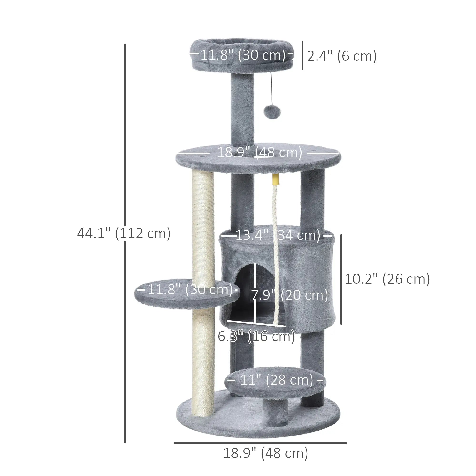 41 Cat Tree Tower with Condo, Scratching Posts, Dark Grey Cat Towers at Gallery Canada