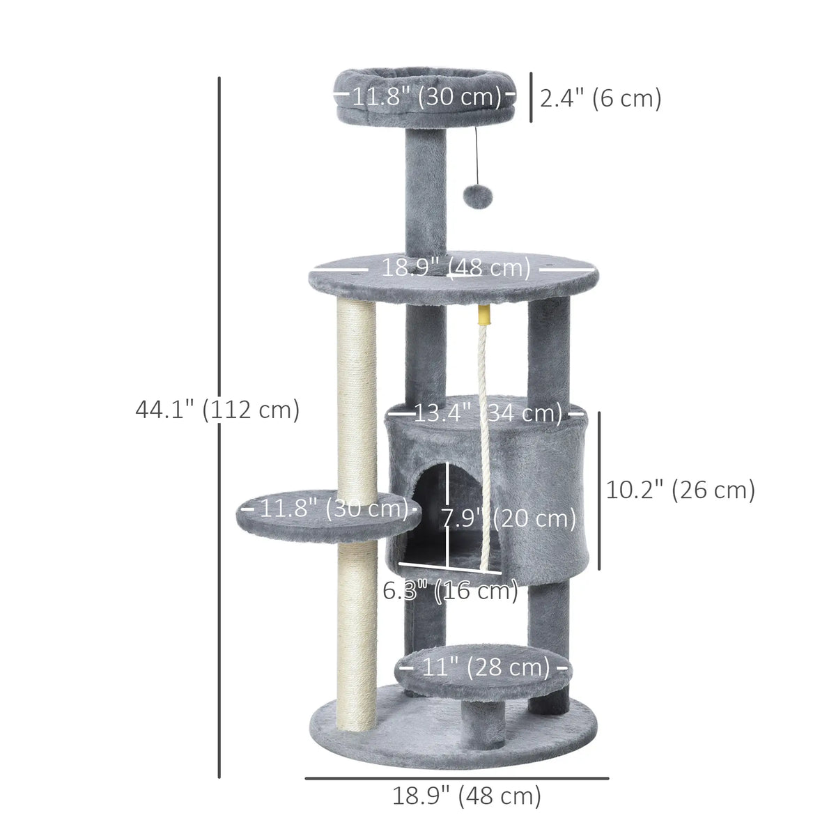 41 Cat Tree Tower with Condo, Scratching Posts, Dark Grey Cat Towers at Gallery Canada