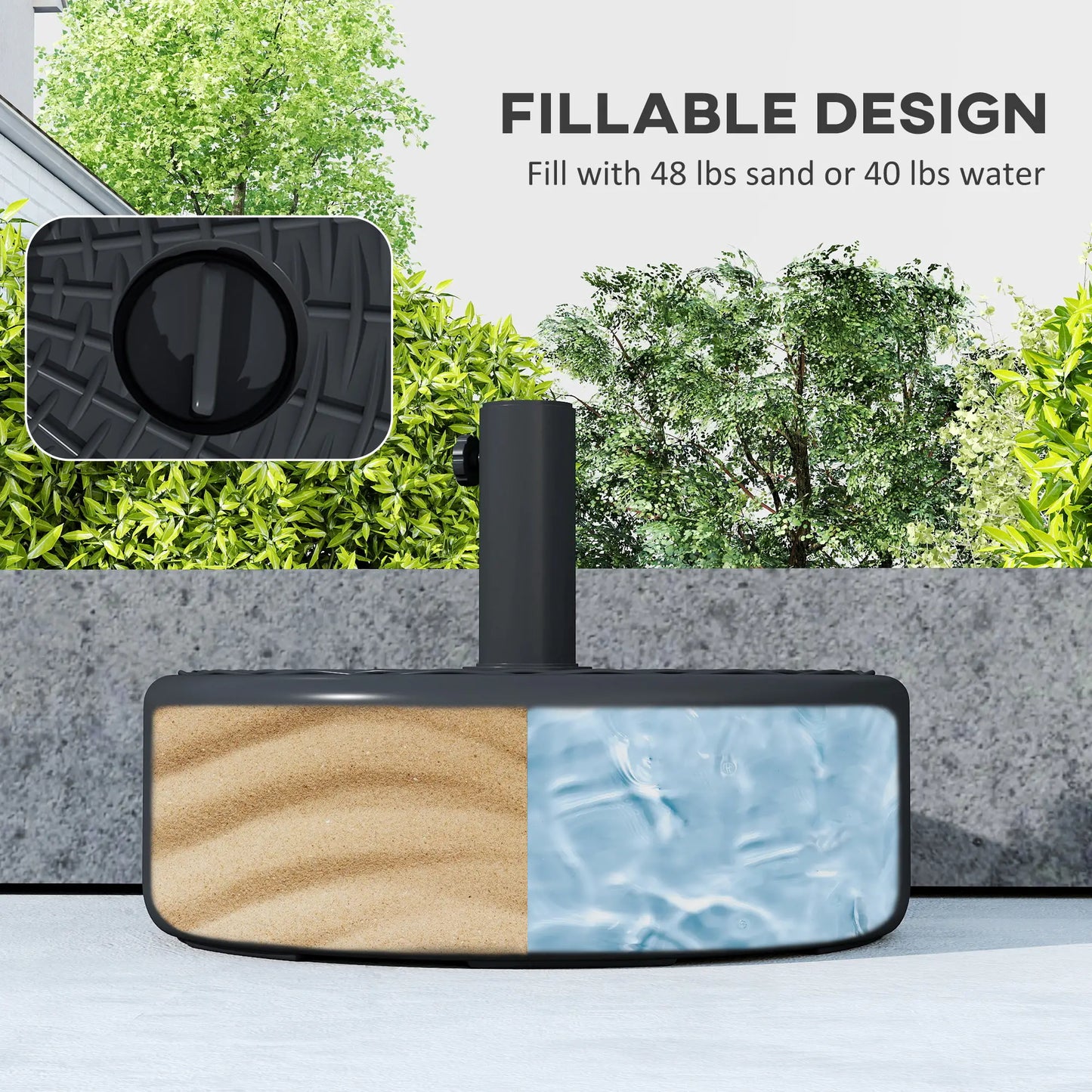 Patio Umbrella Base With Handle, 1.5" And 1.9" Poles, Black Umbrella Bases at Gallery Canada