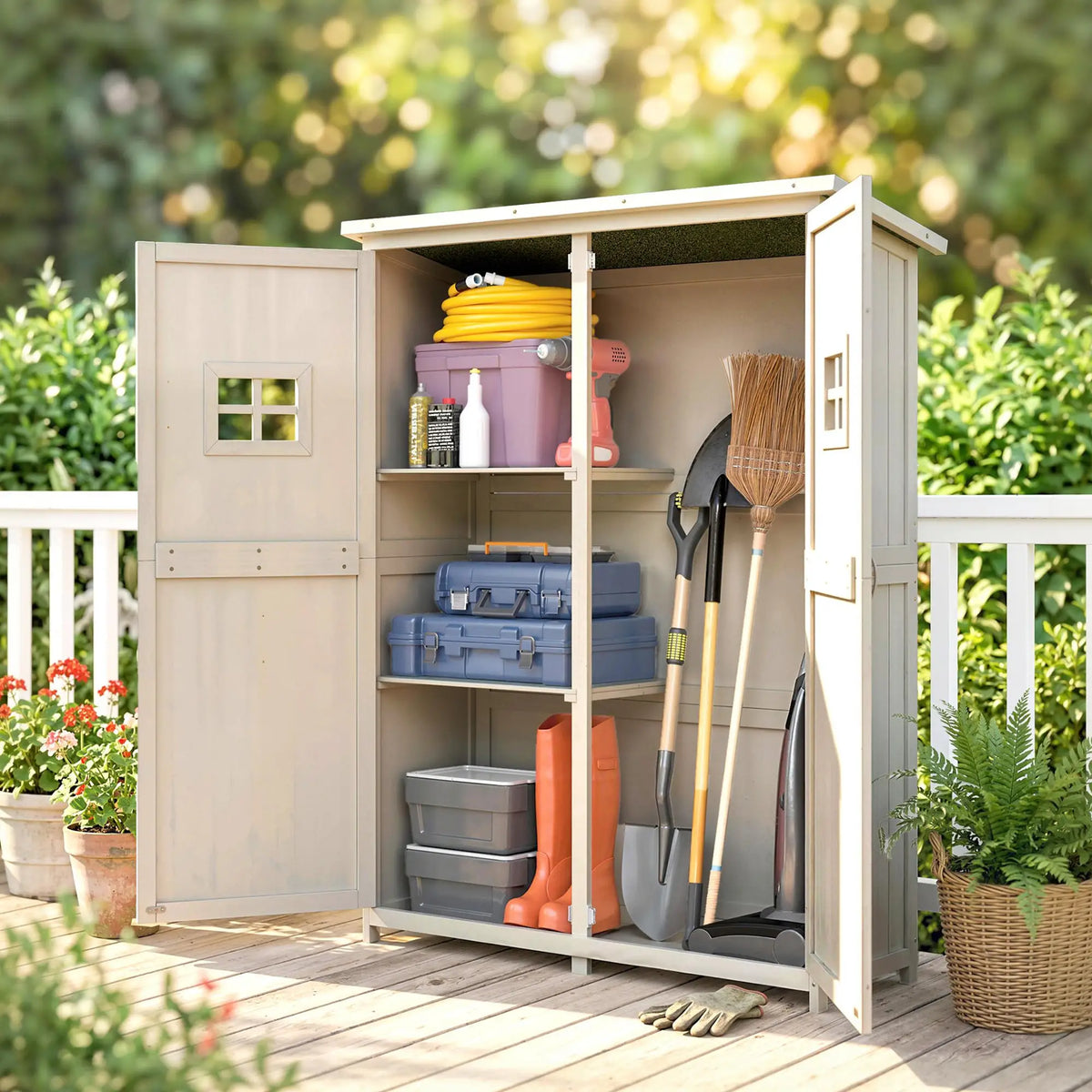 4x1.5ft Wooden Garden Storage Shed, Outdoor Tool Cabinet, Grey Sheds at Gallery Canada