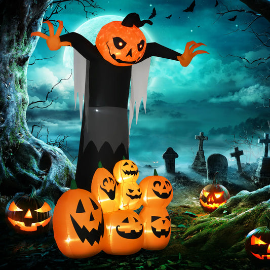9ft Inflatable Halloween Pumpkin Ghost, Outdoor LED Display Halloween Decorations Orange at Gallery Canada
