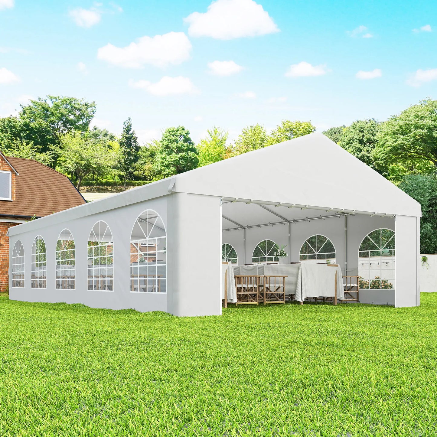 20'x33' Heavy Duty Party Tent, Portable Garage Canopy, White Canopy Tents at Gallery Canada