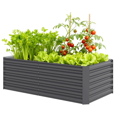 6' x 3' x 2' Raised Garden Bed, Galvanized Planter Box, Dark Grey