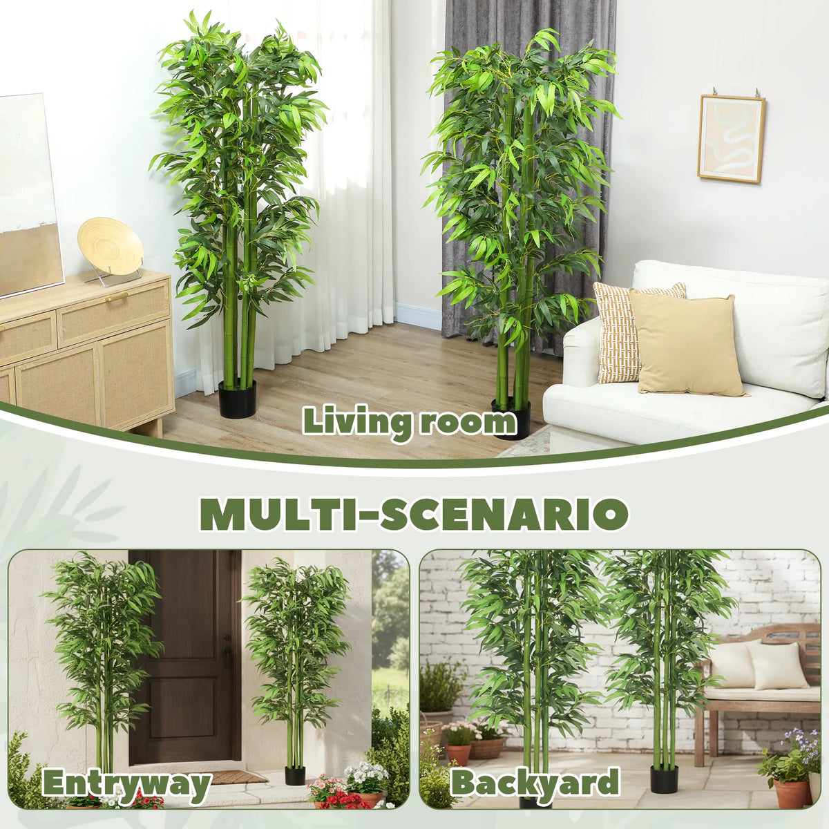 6FT Artificial Bamboo Trees Set of 2, Fake Plants with Nursery Pot Artificial Trees at Gallery Canada