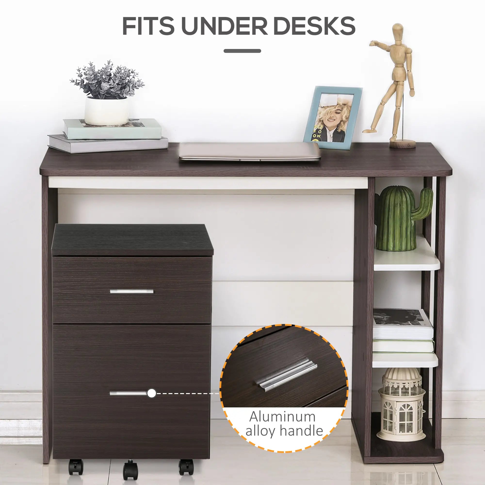 Mobile Vertical File Cabinet, 2 Drawers, Wheels, Letter or A4, Brown Office Cabinets & Cupboards at Gallery Canada