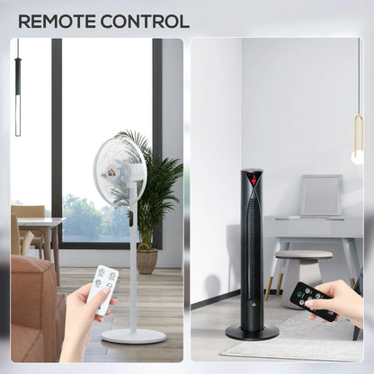 16" Tower and Pedestal Fan Set, Remote, Adjustable, White Tower Fans at Gallery Canada