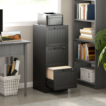 3 Drawer Filing Cabinet with Lock, Adjustable Hanging Bars, Black Office Cabinets & Cupboards at Gallery Canada