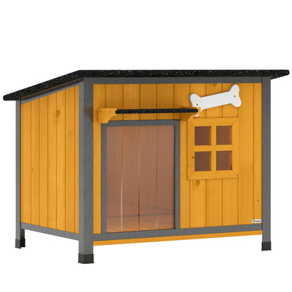 Outdoor Dog House, Anti-Chewing Steel Frame, Openable Roof, Removable Floor, Door Curtain, Yellow Dog Cages & Crates at Gallery Canada