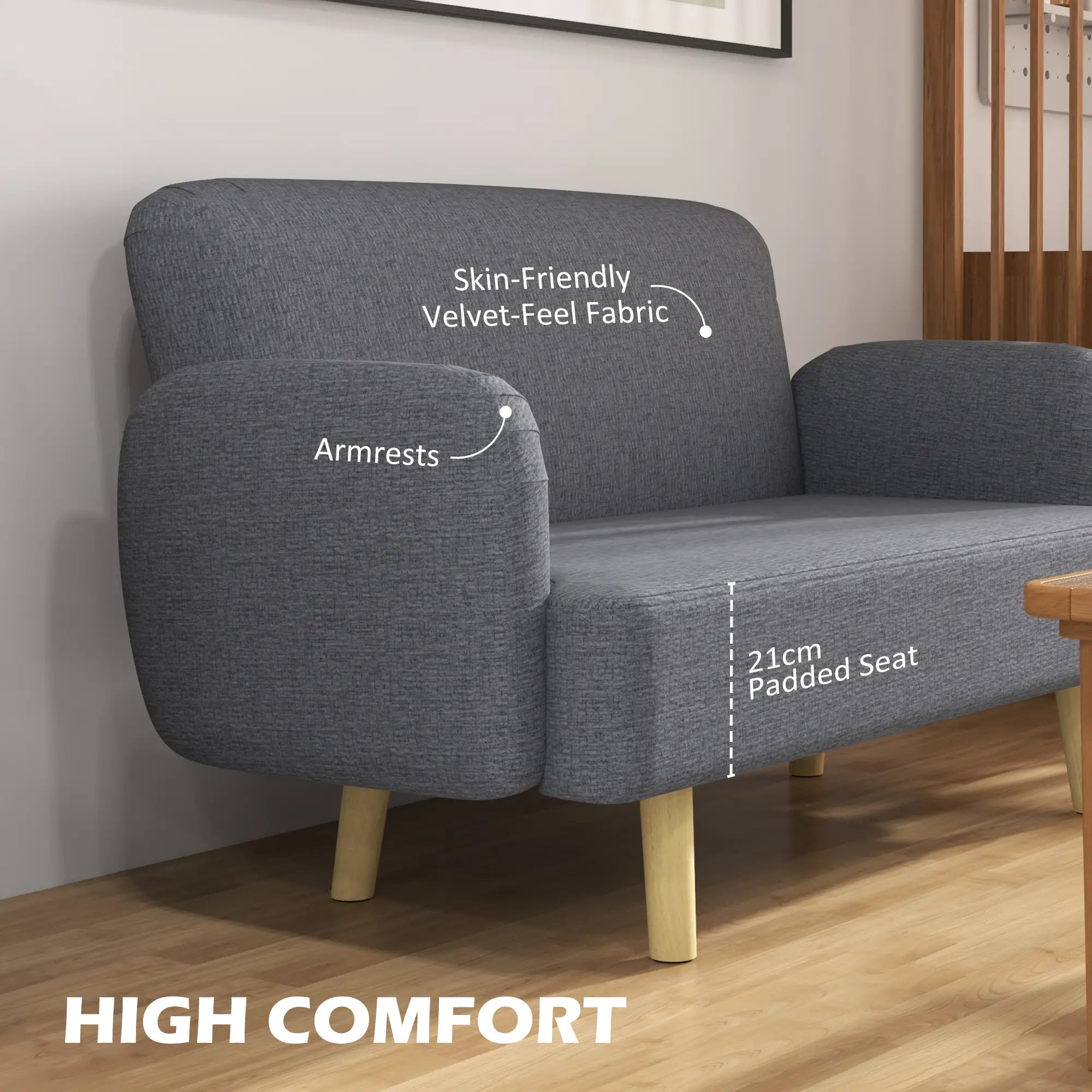 Velvet Fabric 2 Seater Sofa, Small Loveseat 8.3