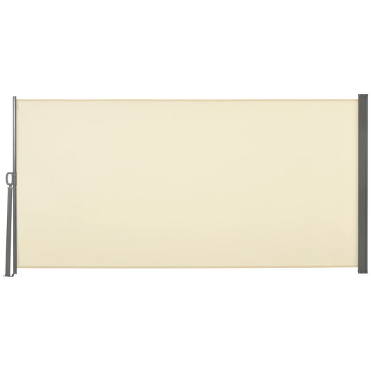 118" x 63" Retractable Patio Awning, UV & Wind Resistant, Cream White Side Awnings Grey Frame, Cream Fabric at Gallery Canada