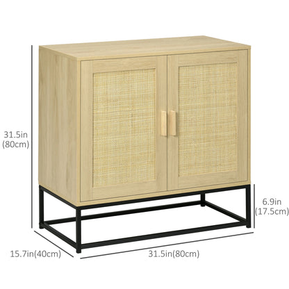 Wood Sideboard Cabinet, 2 Rattan Doors, Adjustable Shelf, Steel Legs Bar Cabinets at Gallery Canada