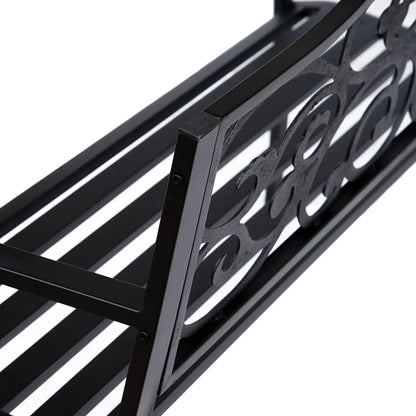 Vintage Floral Cast Metal Garden Bench, 50" x 23.6" x 35", Black Outdoor Benches at Gallery Canada