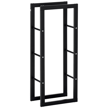 Outdoor Firewood Rack, Log Holder with Handles, 220 lbs. Capacity, 15.7" x 9.8" x 39.4", Black Firewood Racks Black at Gallery Canada