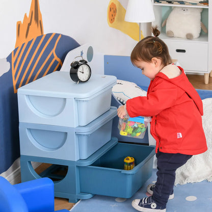 3 Tier Toy Organizer, 3 Plastic Drawers, Blue Baby & Kids Storage at Gallery Canada