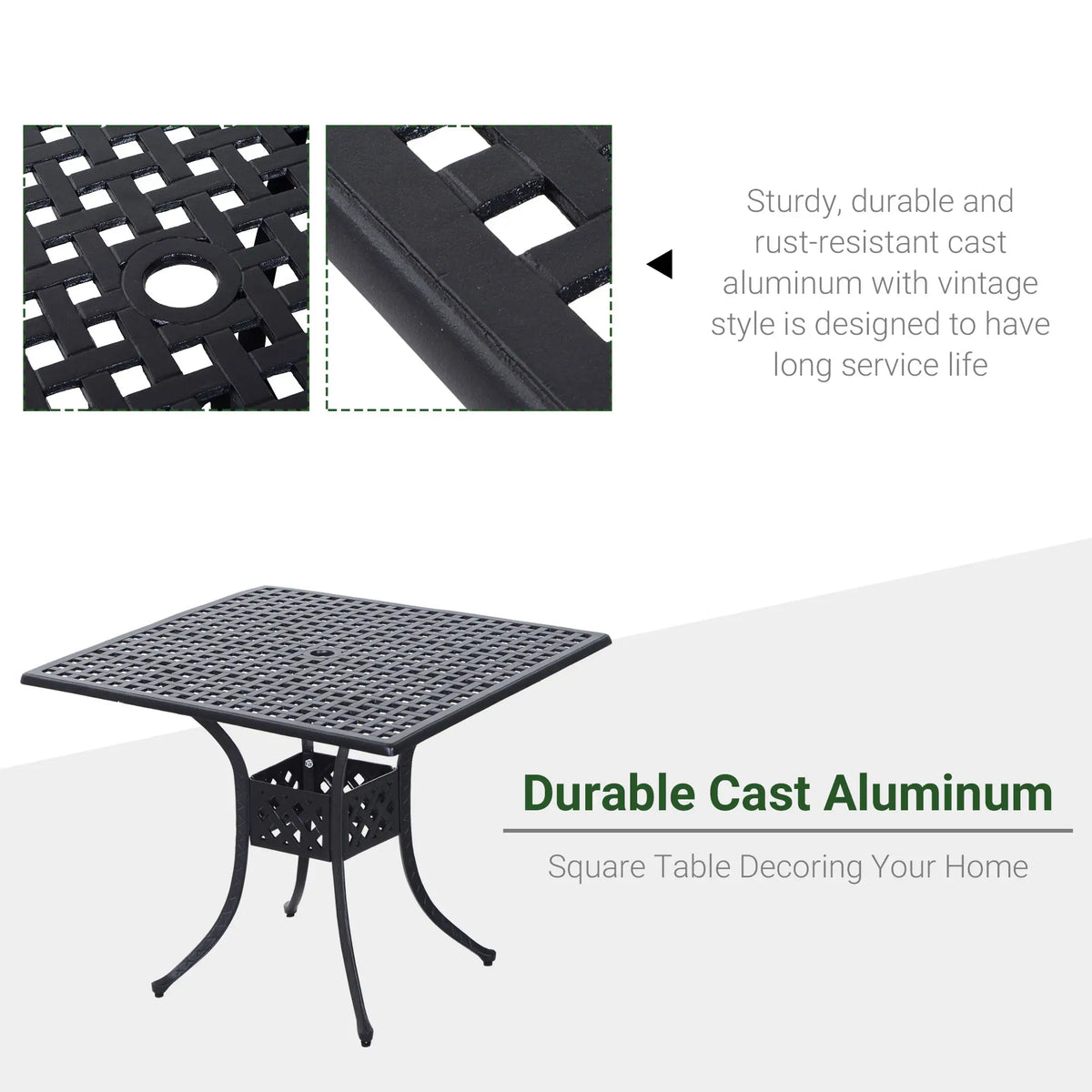 "36" Patio Dining Table, Outdoor Bistro Table With Umbrella Hole, Black Patio Side Tables at Gallery Canada