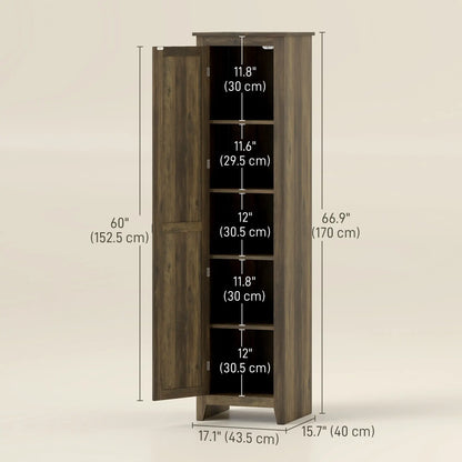 67" Farmhouse Kitchen Pantry Cabinet, Adjustable Shelves, Brown Kitchen Pantry Cabinets at Gallery Canada