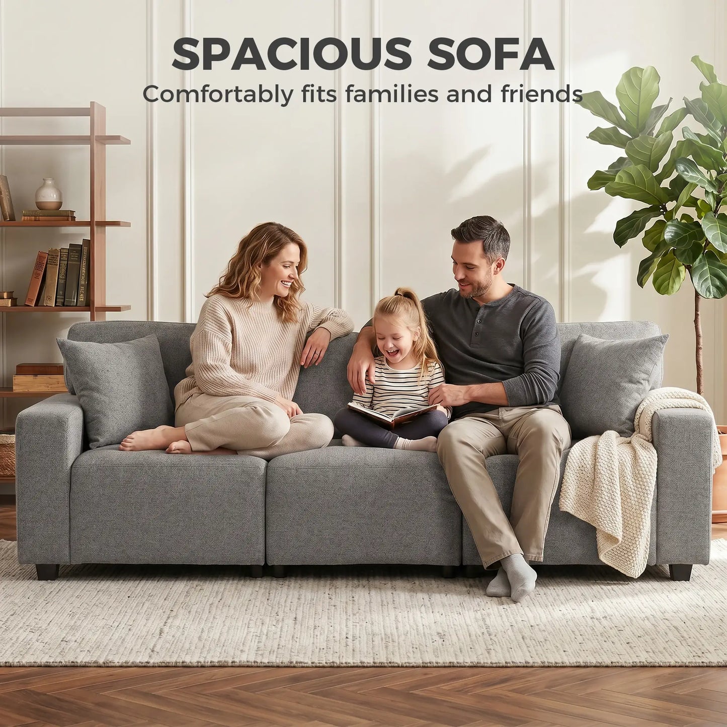 3-Seater Sofa With Storage Pockets, Grey 3-Seater Sofas at Gallery Canada