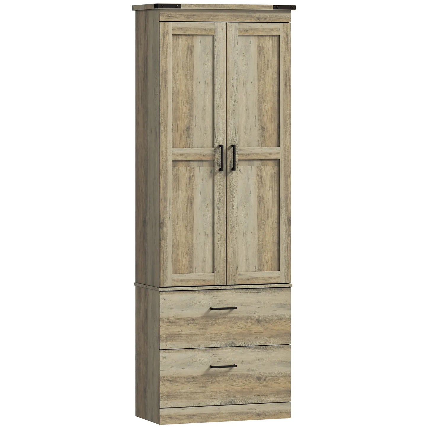 67" Tall Kitchen Pantry Cabinet, Doors, Drawers, Adjustable Shelves, Grey Brown Kitchen Pantry Cabinets Grey Brown at Gallery Canada