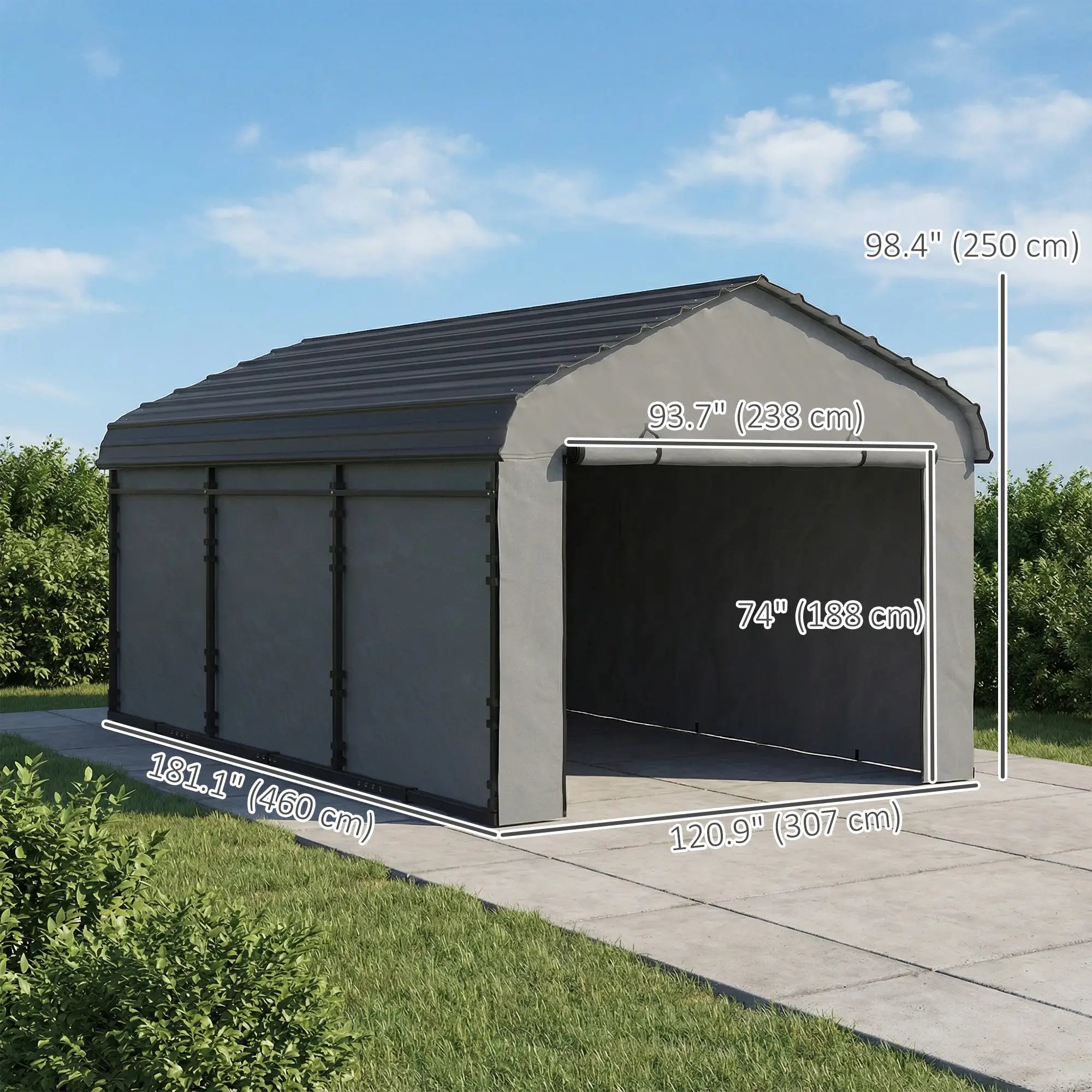 10' x 15' Metal Carport, Heavy Duty Garage Shelter, Light Grey Car Shelters at Gallery Canada