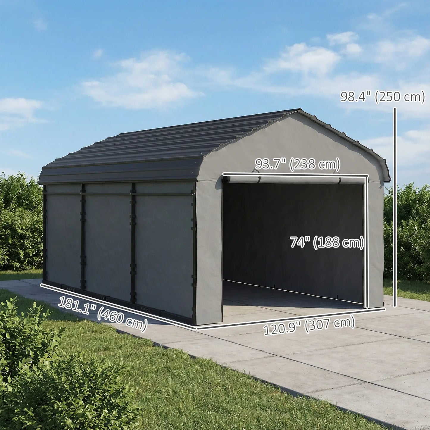 10' x 15' Metal Carport, Heavy Duty Garage Shelter, Light Grey Car Shelters at Gallery Canada