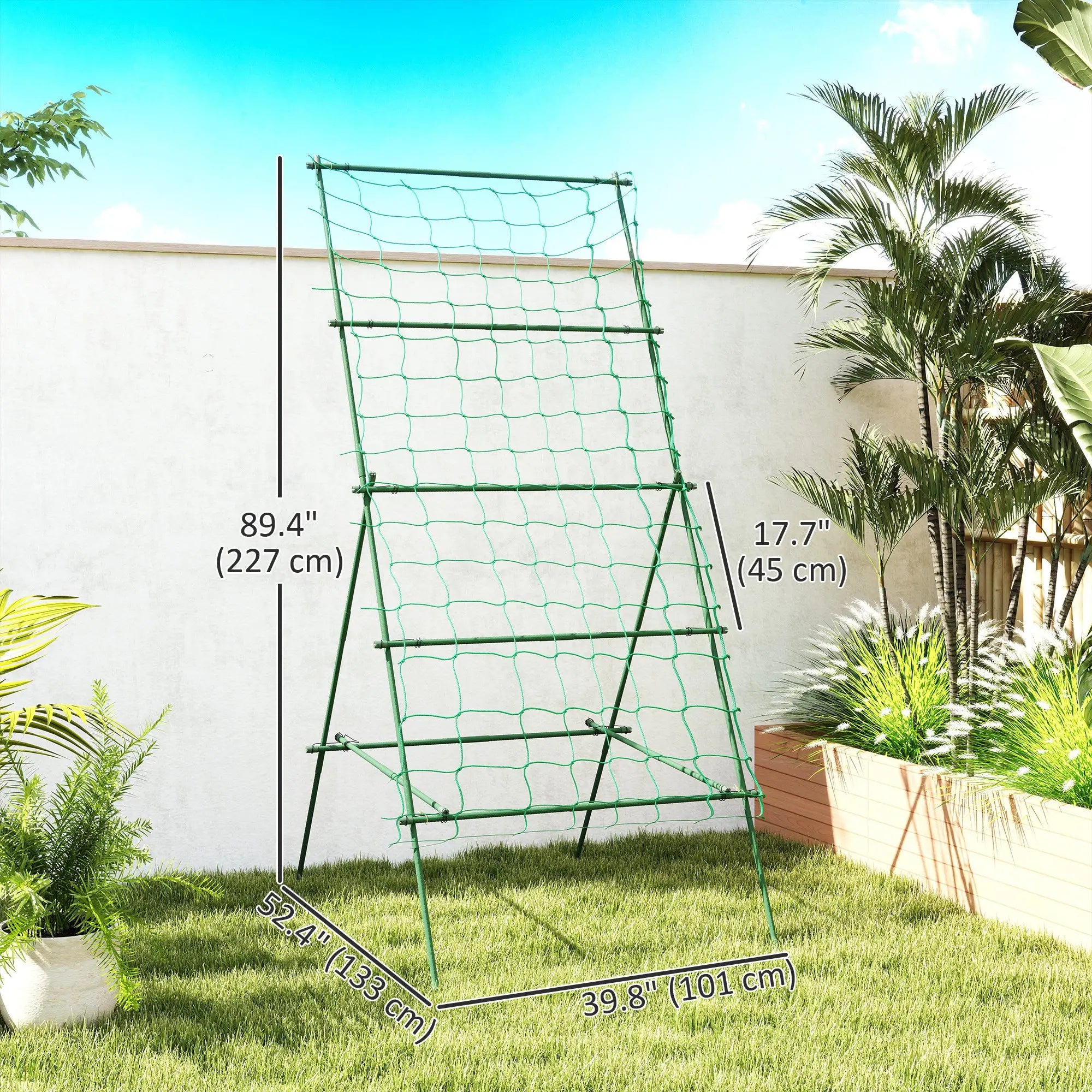 Adjustable A-Frame Garden Trellis, 20 Metal Clips, 4 Net Straps Plant Stands at Gallery Canada
