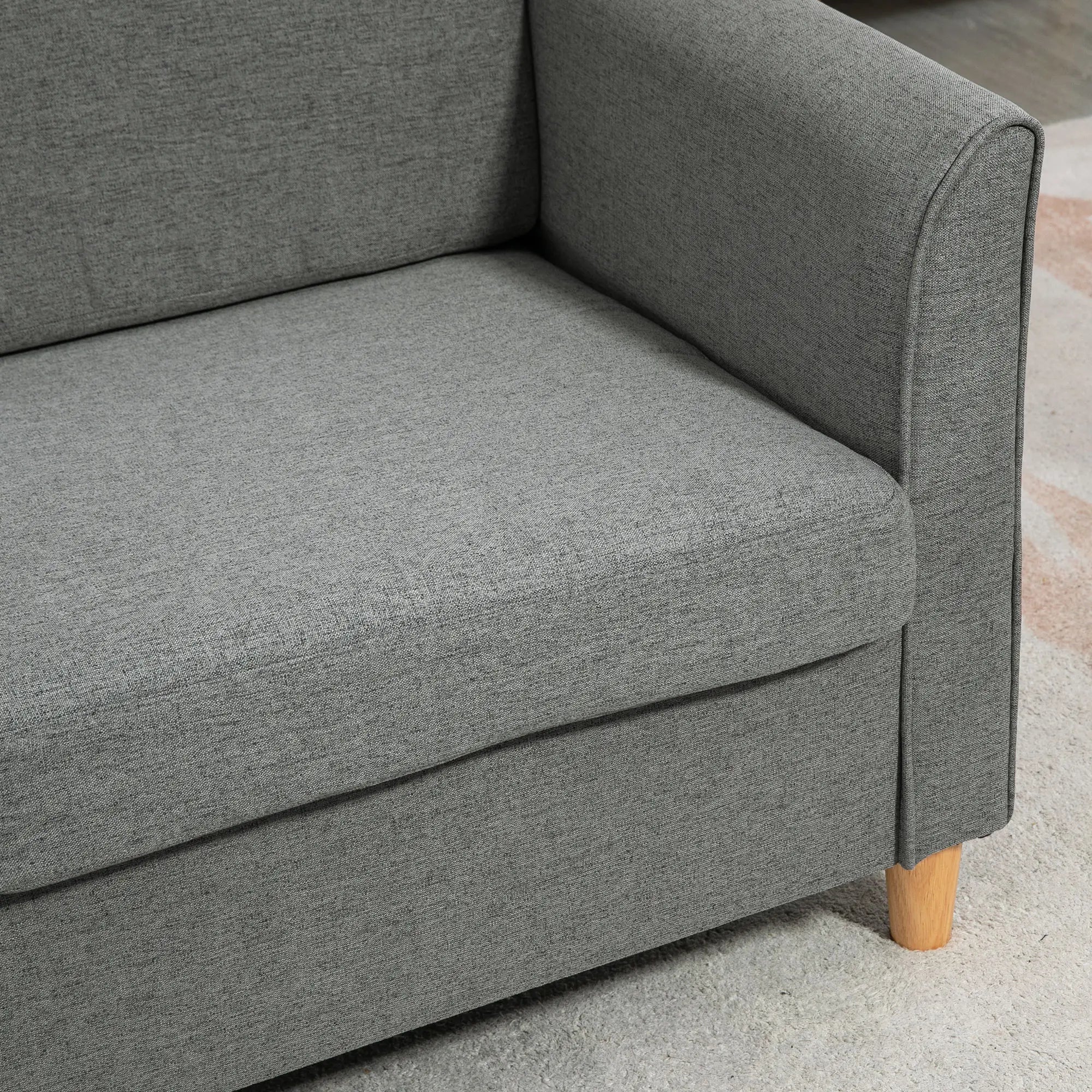 2-Seat Sofa with Armrests, Wood Legs, for Living Room, Grey 2-Seater Sofas at Gallery Canada