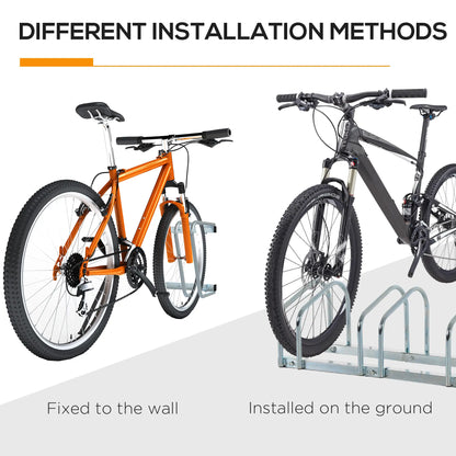 5-Bike Floor Parking Rack, Cycling Storage Stand, Silver Bike Parking Stands at Gallery Canada