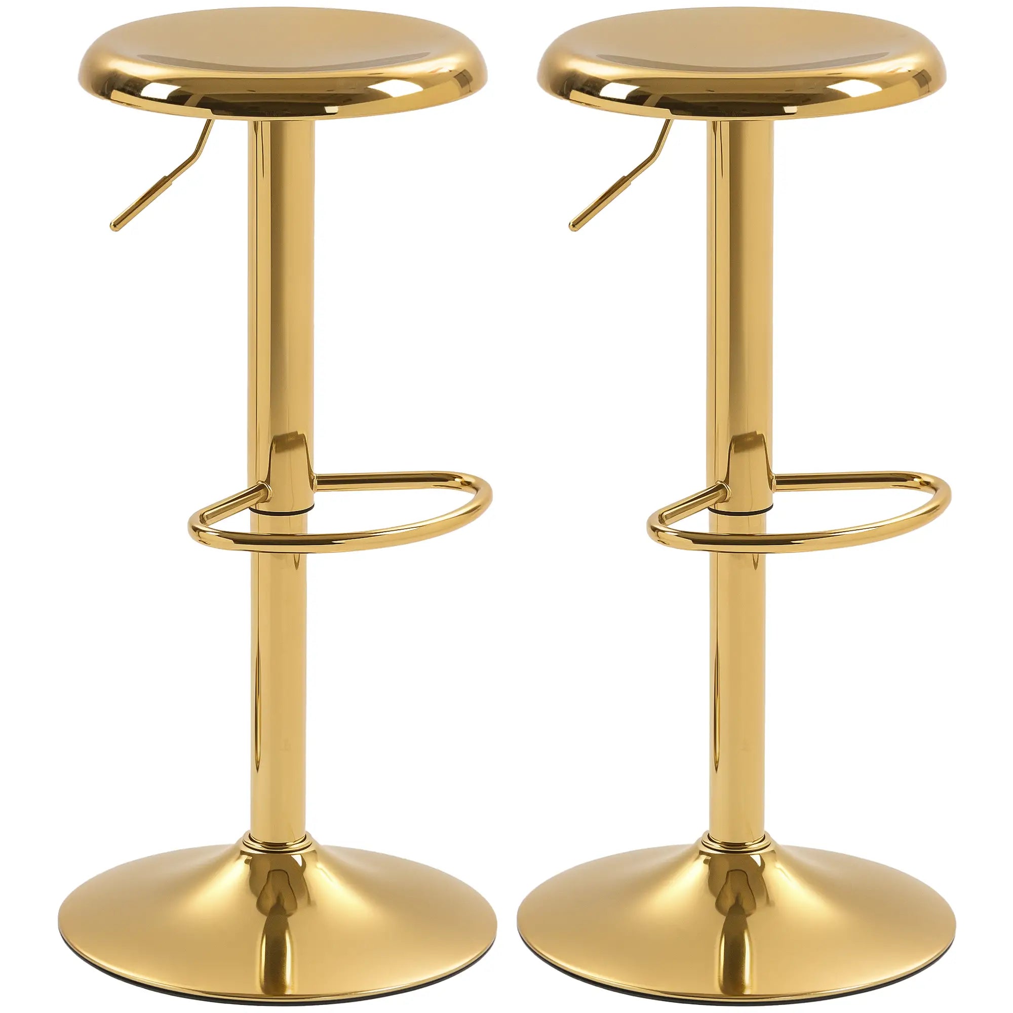 Steel Bar Stools Set of 2, Adjustable Counter Height, Gold Bar Stools Gold at Gallery Canada