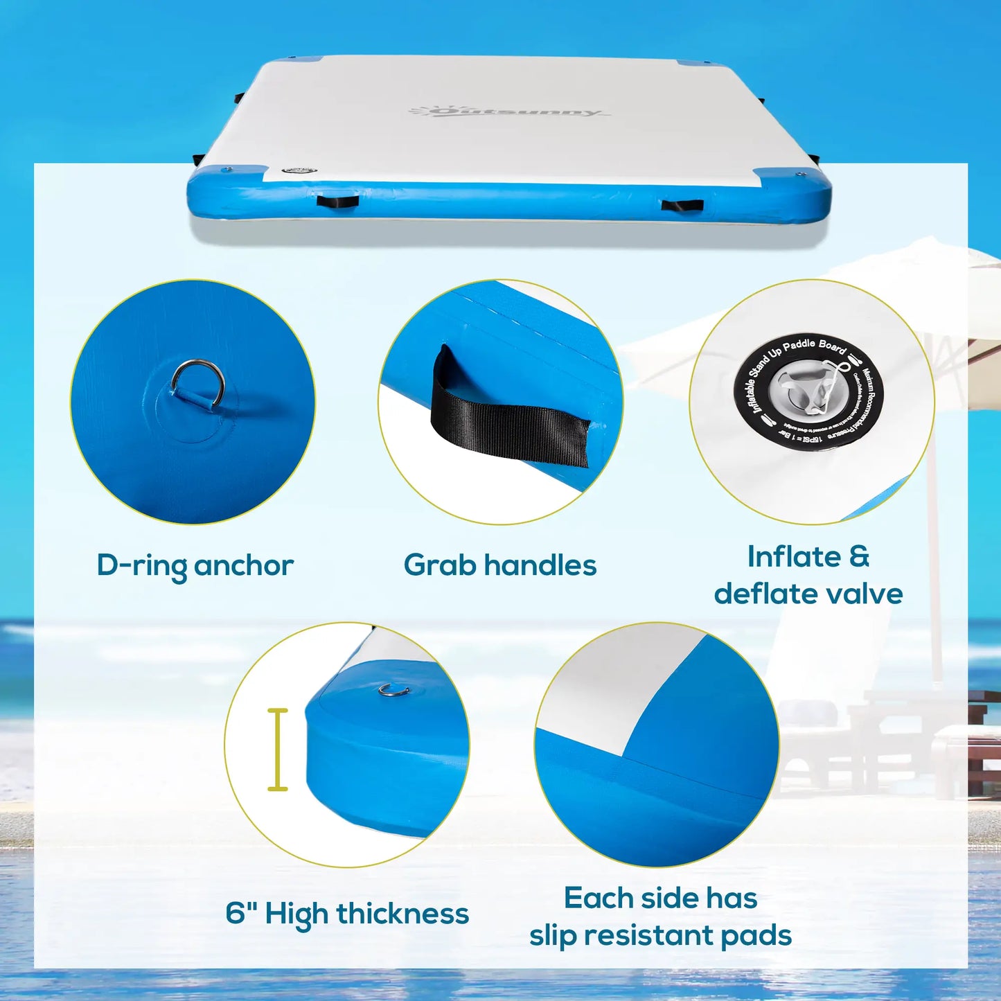 8' x 6' Inflatable Water Dock, with Air Pump, Backpack, Blue Floating Water Mats at Gallery Canada