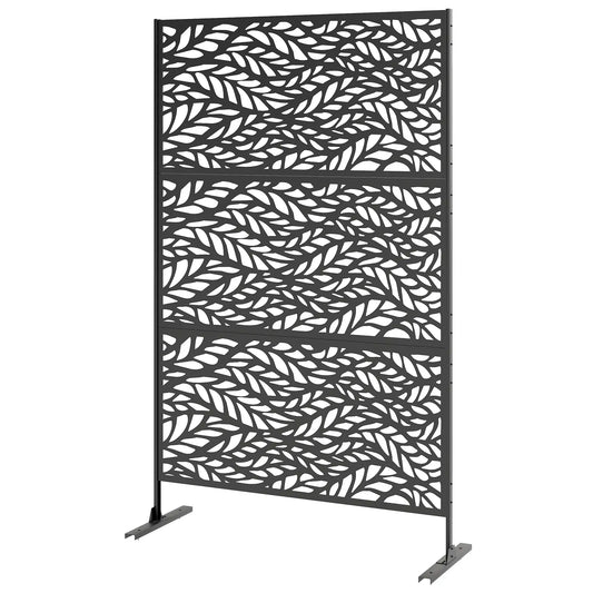 Metal Outdoor Privacy Screen, Freestanding, 78" X 48", Black, Black Side Awnings Black at Gallery Canada