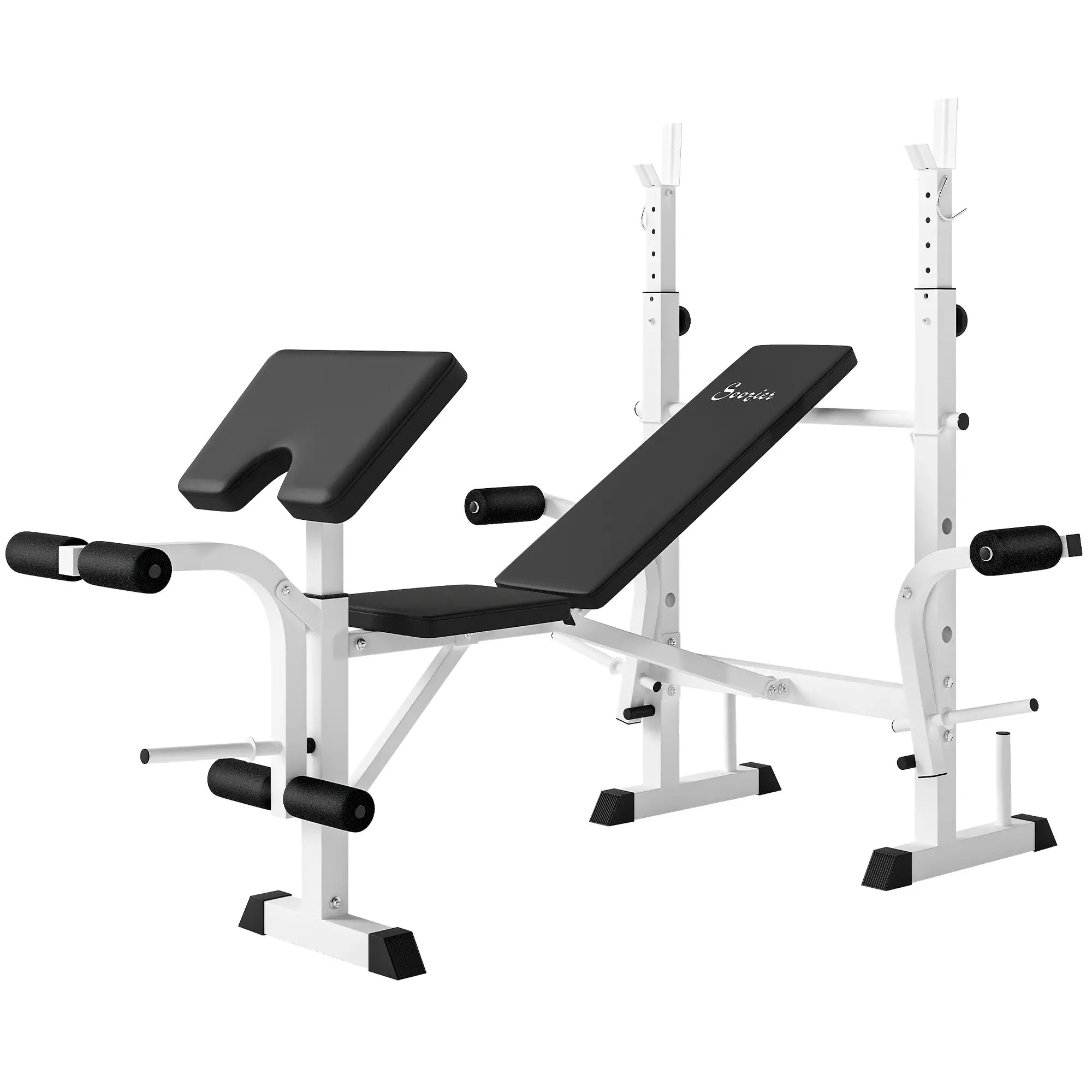Adjustable Weight Bench, Squat Rack, Preacher Curl Pad, Leg Developer, White Weight Benches at Gallery Canada