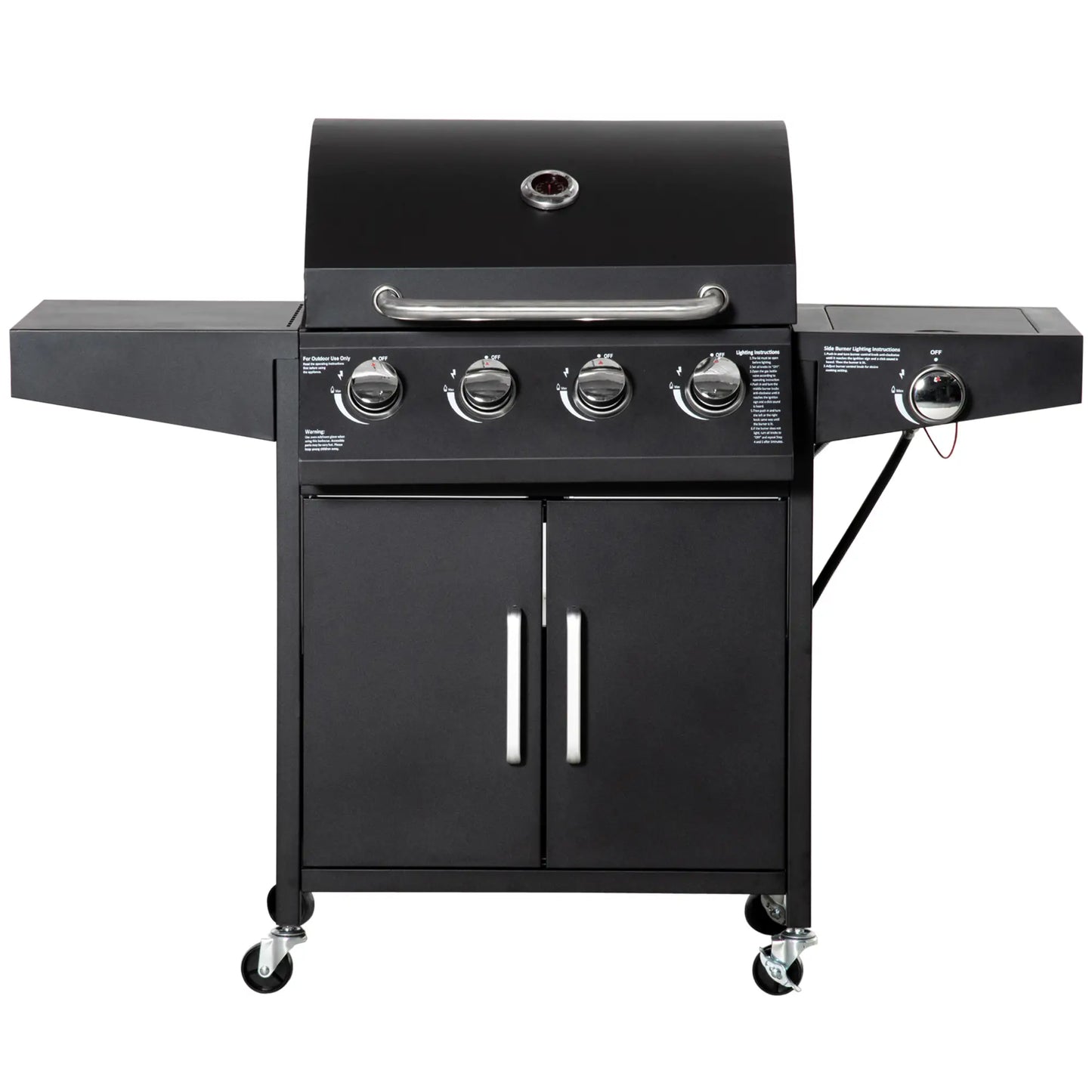 4+1 Burner LP Gas Grill Outdoor BBQ Trolley, Black Propane Gas Grills Black at Gallery Canada