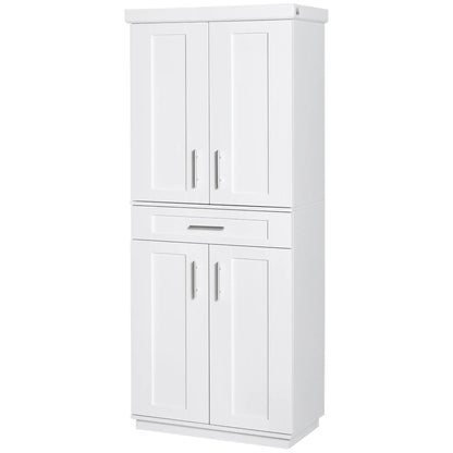 72" Storage Cabinet, Kitchen Pantry with 4 Doors, Drawer, 3 Shelves, White Kitchen Pantry Cabinets at Gallery Canada