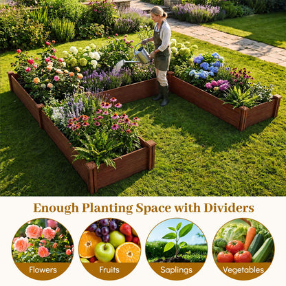 U-Shaped Wooden Garden Raised Bed, Rustic Brown