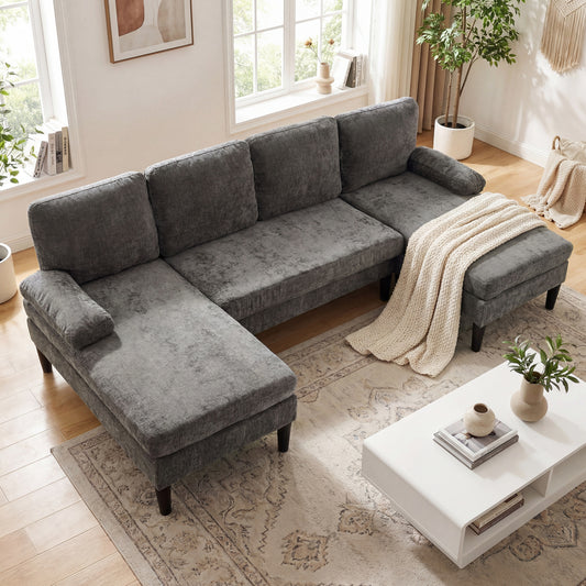U-Shaped Sectional Couch With Double Chaise, Grey Sofas & Loveseats Gray at Gallery Canada