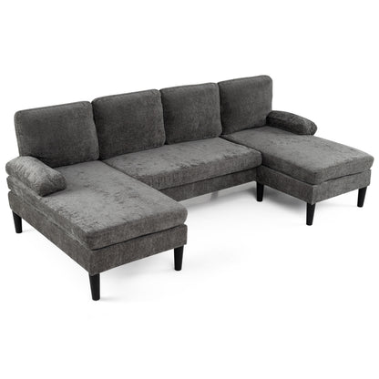 U-Shaped Sectional Couch With Double Chaise, Grey Sofas & Loveseats at Gallery Canada