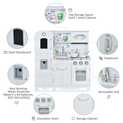 Large Kids Kitchen Playset, Telephone, Water Dispenser, Cooking Set Play Kitchen at Gallery Canada