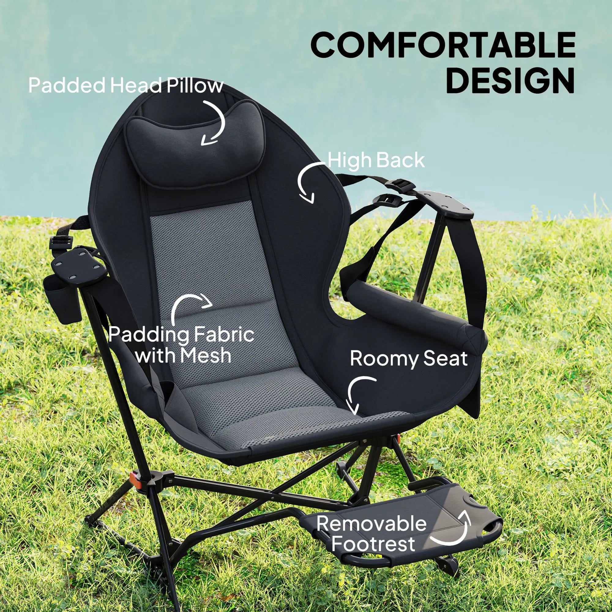 Hammock Camping Chair Set of 2, Adjustable Back, Cup Holder, Padded Seat Picnic Tables & Camping Chairs at Gallery Canada