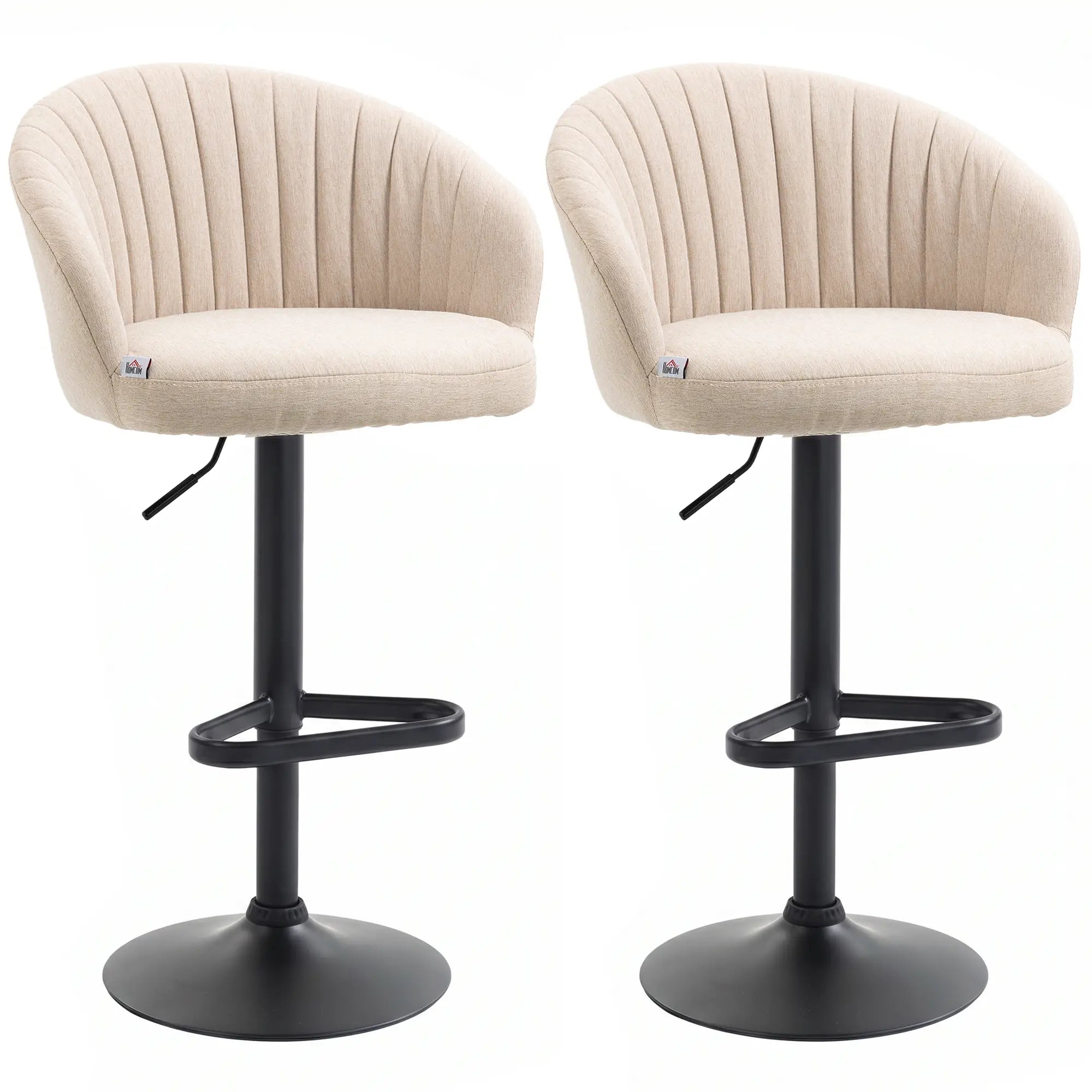 Swivel Counter Height Barstools Set of 2, Adjustable Height, Beige Bar Stools Beige, Black at Gallery Canada