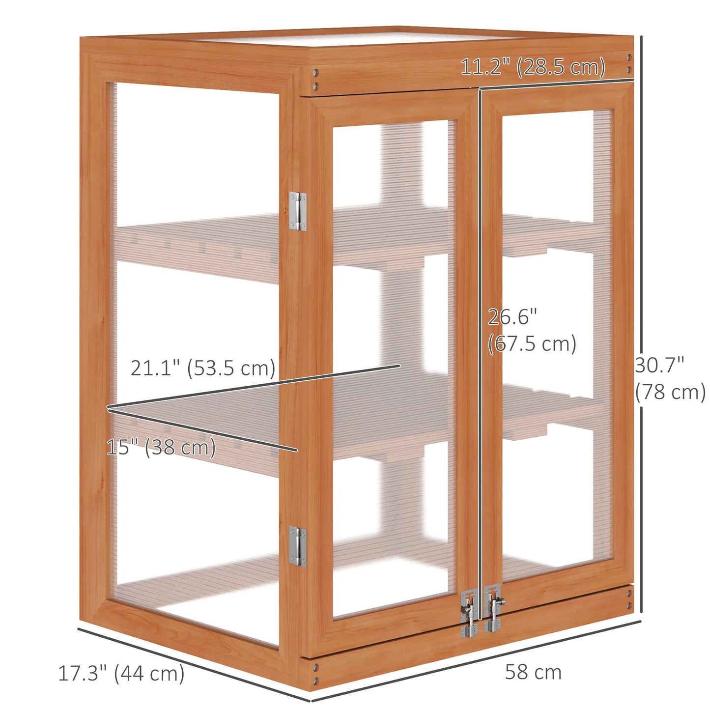 Wooden 2 Tier Cold Frame Greenhouse, 22.8" x 17.3" x 30.7", Orange Cold Frame Greenhouses at Gallery Canada