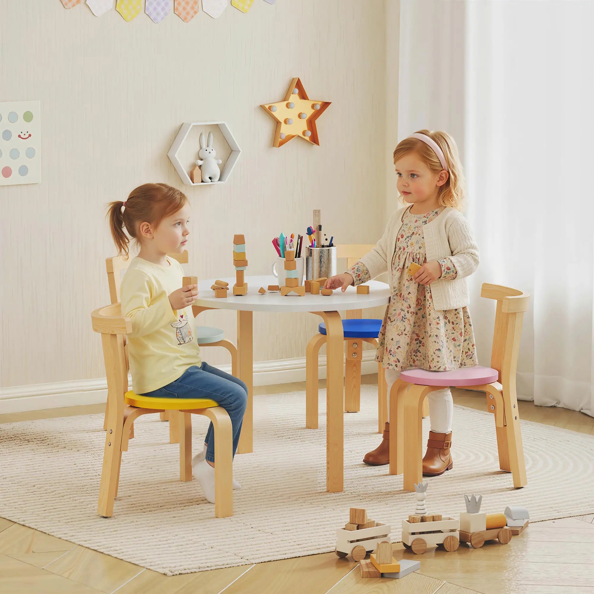 Wooden Kids Table and Chairs Set, for 3-8 Years, Multi-Coloured Kids Table Sets at Gallery Canada