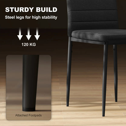 Modern High Back Dining Chairs, PU Leather Upholstered, Set of 6, Black