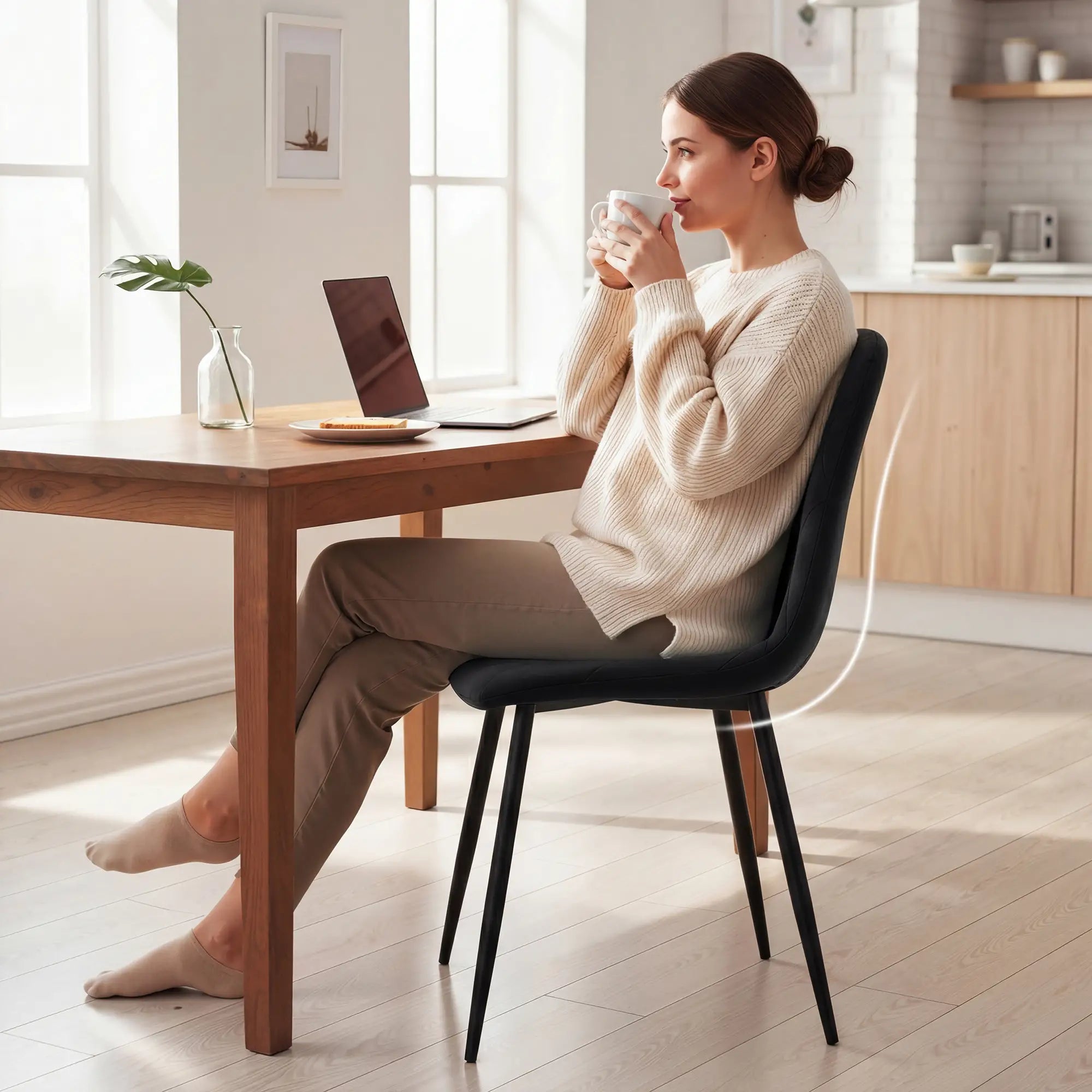 Upholstered Dining Chairs Set of 4, Steel Legs, Modern Kitchen, Black Dining Chairs at Gallery Canada