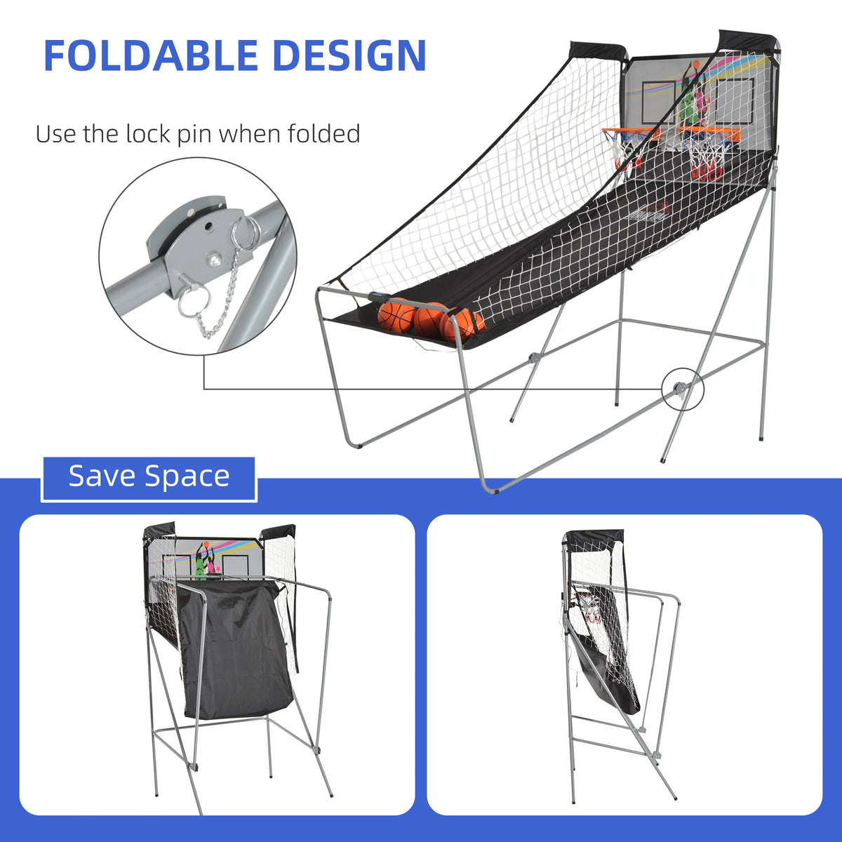 Double Shots Arcade Basketball System, Foldable Two Player Basketball at Gallery Canada