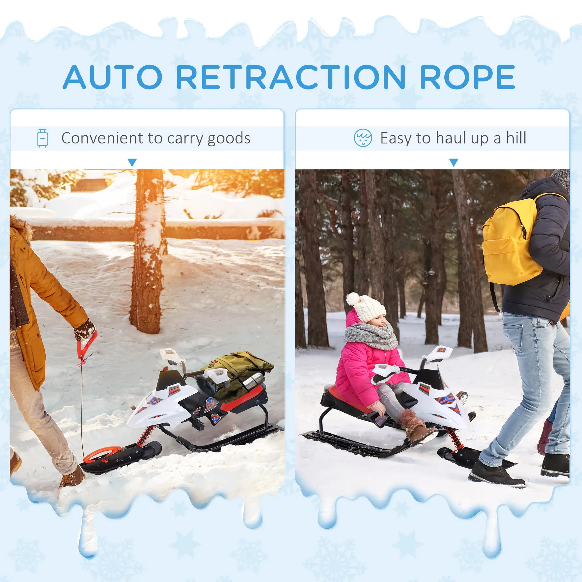 Kids Snow Racer Sled, Padded Rubber Seat, Wind Shield Handle, Anti-Slip Pedal Snow Scooters at Gallery Canada