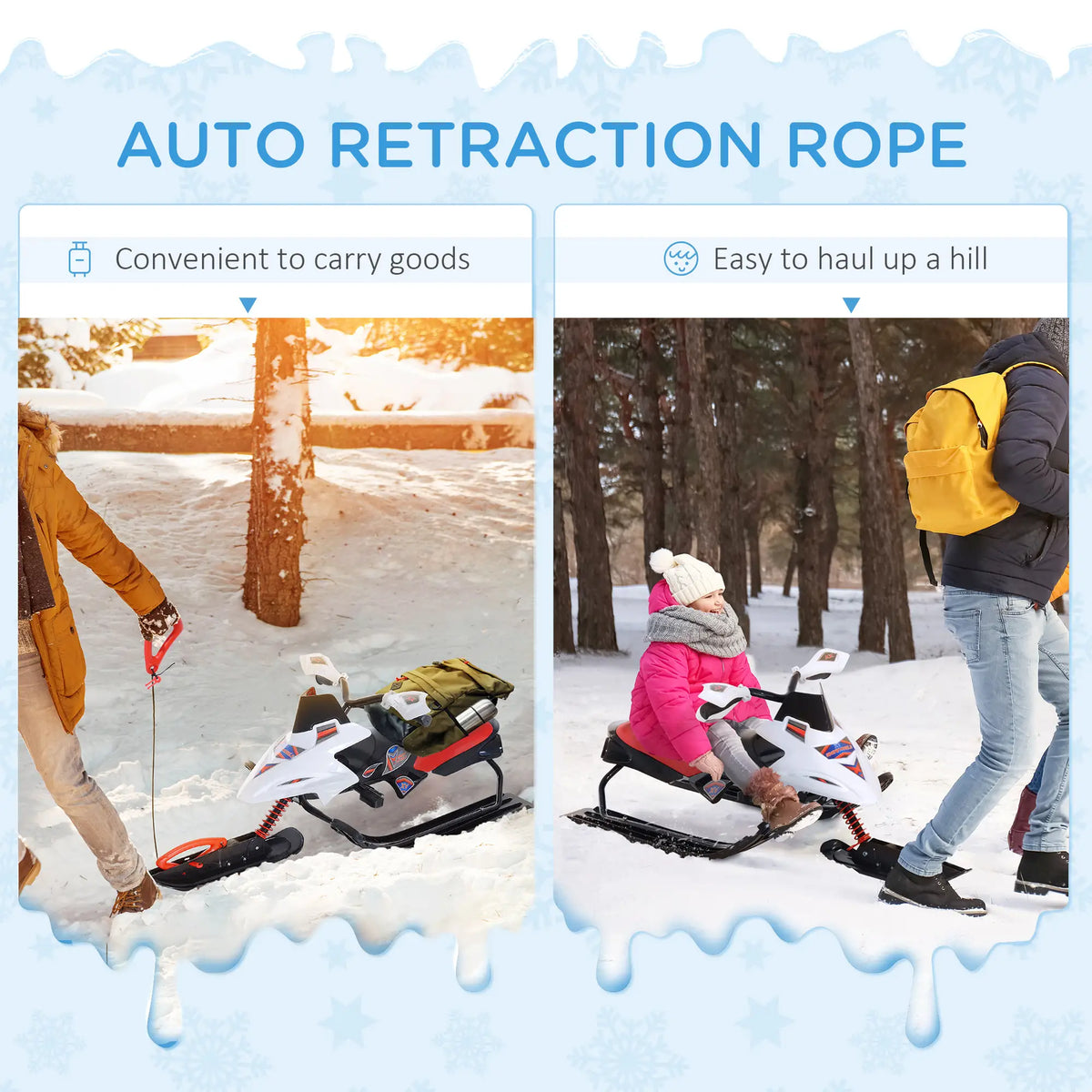 Kids Snow Racer Sled, Padded Rubber Seat, Wind Shield Handle, Anti-Slip Pedal Snow Scooters at Gallery Canada