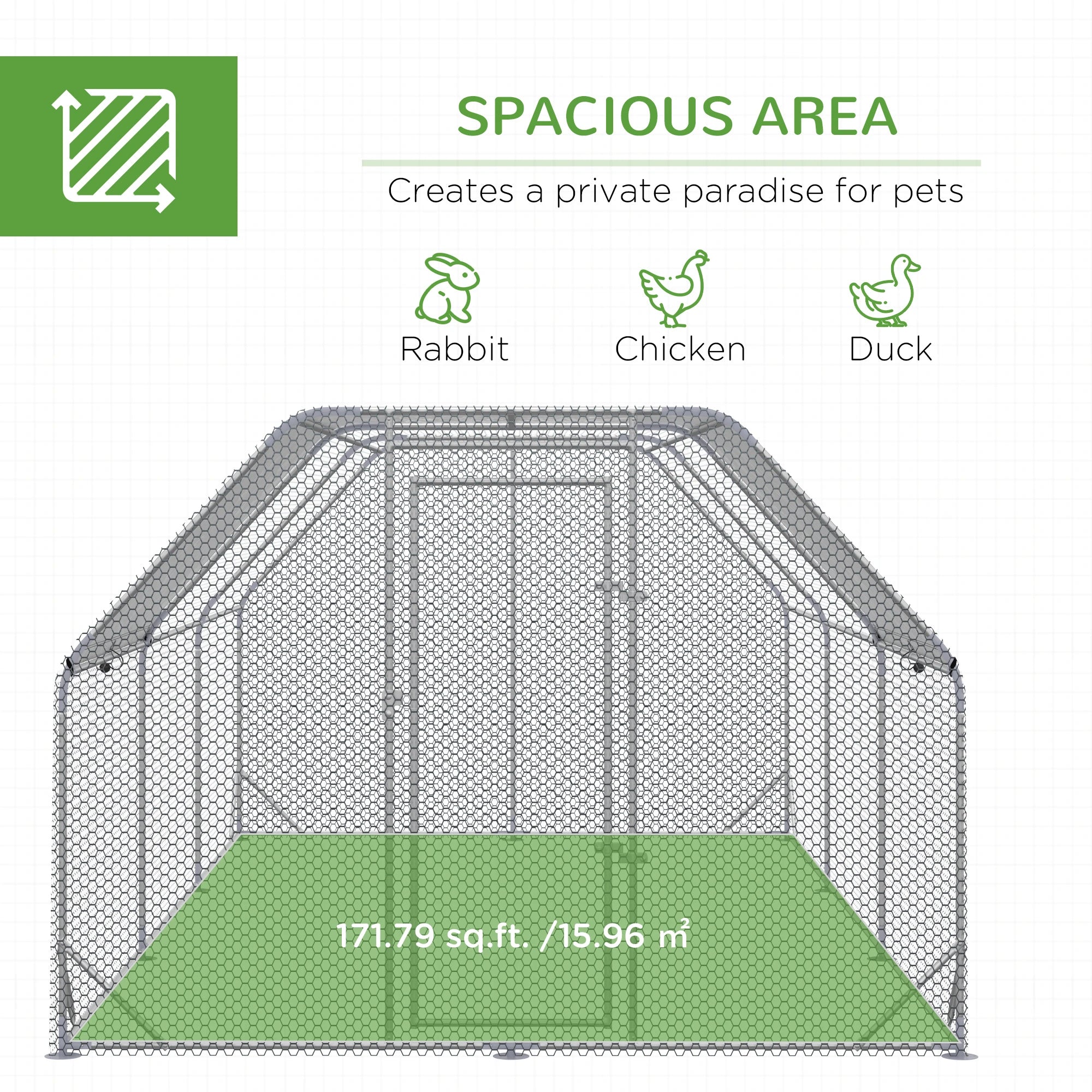 Large Metal Chicken Coop, Walk-In Enclosure, 9.2' x 18.7' x 6.5', Silver Chicken Coops at Gallery Canada