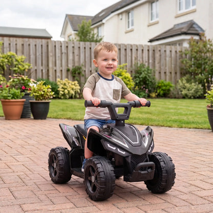6V Kids ATV, 4 Wheels Quad, Button Control, 45Mins, Black Electric Toy Cars at Gallery Canada